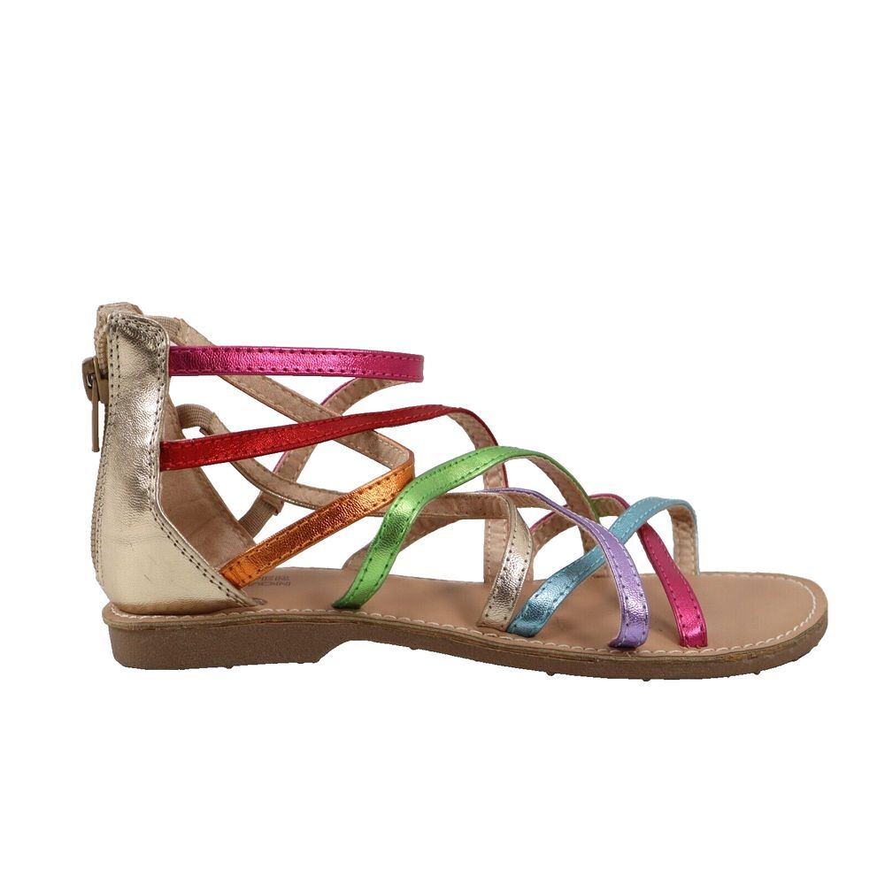 🔥Harper Canyon Girls Norah Gladiator Sandals Strappy Metallic Rainbow Kids 4US